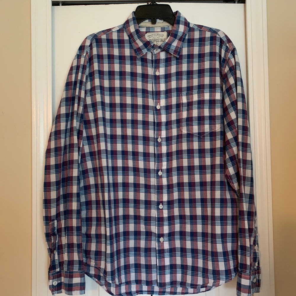 Aeropostale checkered button down shirt - L